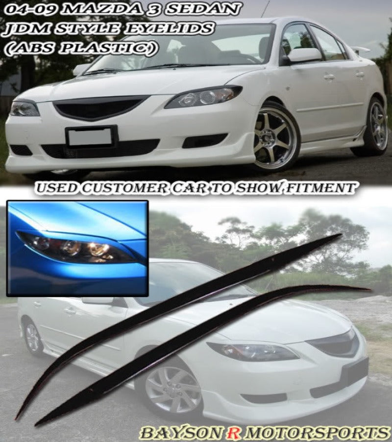 JDM-Style Headlights Eyelids For 2004-2009 Mazda-3 (4Dr Sedan)