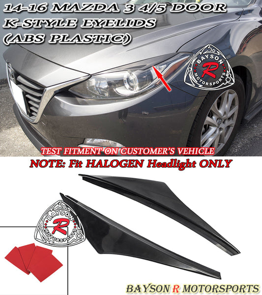 K-Style Headlights Eyelids For 2014-2016 Mazda-3 (With Halogen Headlights)