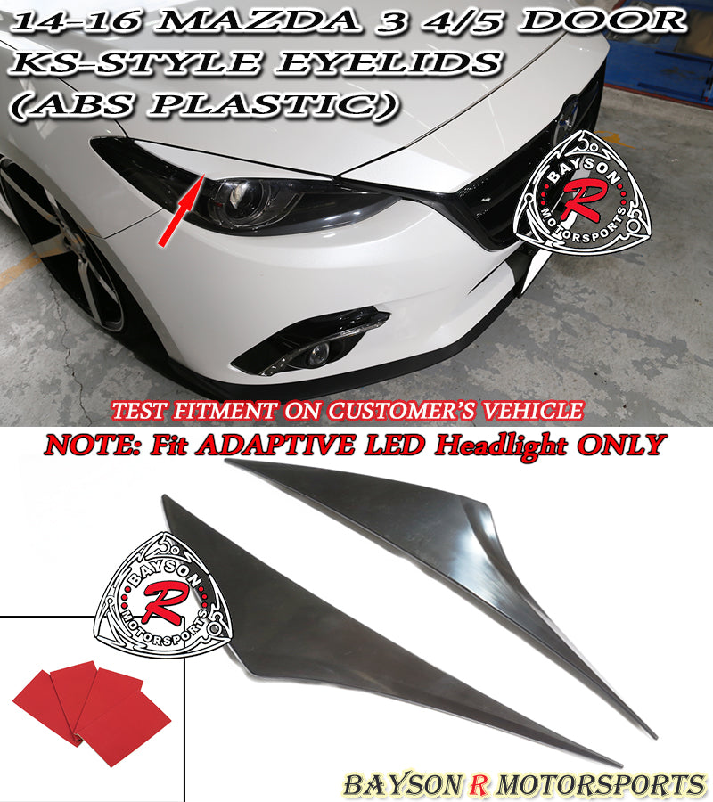 K-Style Headlights Eyelids For 2014-2016 Mazda-3 (With Adaptive LED Headlights)
