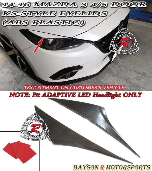 K-Style Headlights Eyelids For 2014-2016 Mazda-3 (With Adaptive LED Headlights)