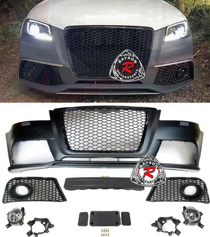 RS3 Style Front Bumper With Matte Black Grille & Fog Lights For 2009-2013 Audi A3/S3 (8P)