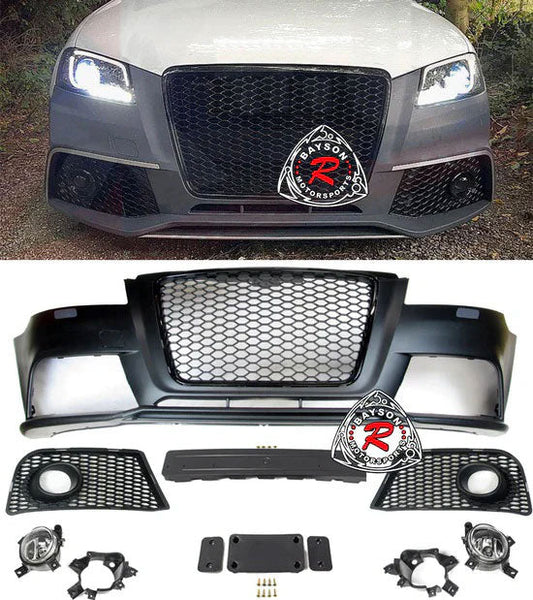 RS3 Style Front Bumper With Matte Black Grille & Fog Lights For 2009-2013 Audi A3/S3 (8P)