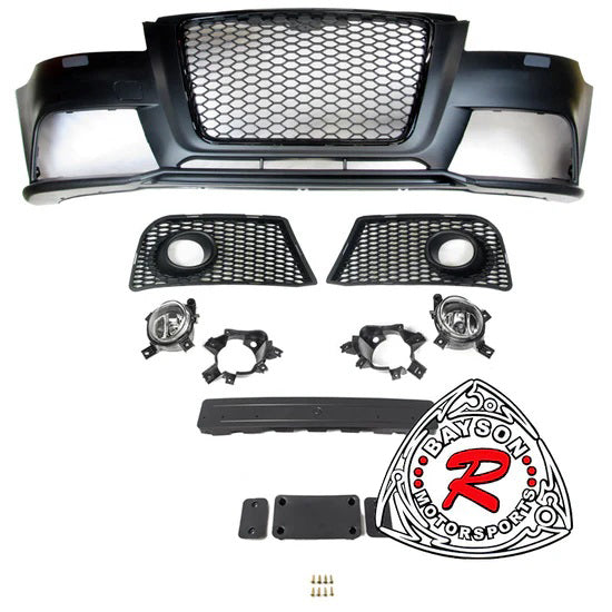 RS3 Style Front Bumper With Matte Black Grille & Fog Lights For 2009-2013 Audi A3/S3 (8P)