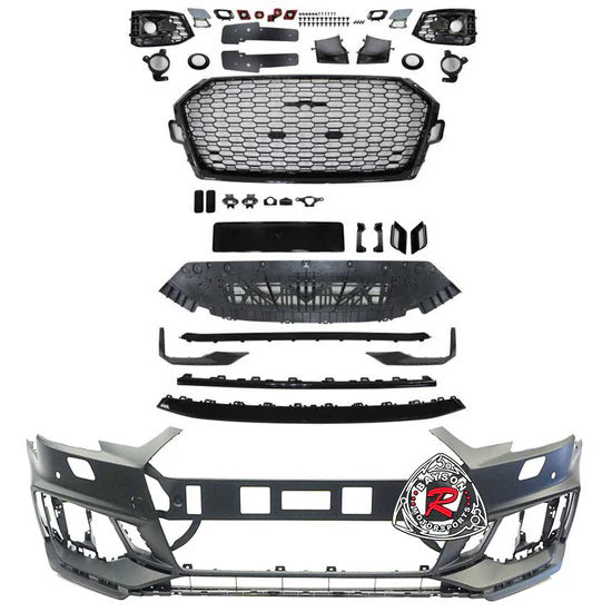 RS4-Style Front Bumper With Grille For 2017-2019 Audi A4 (B9)