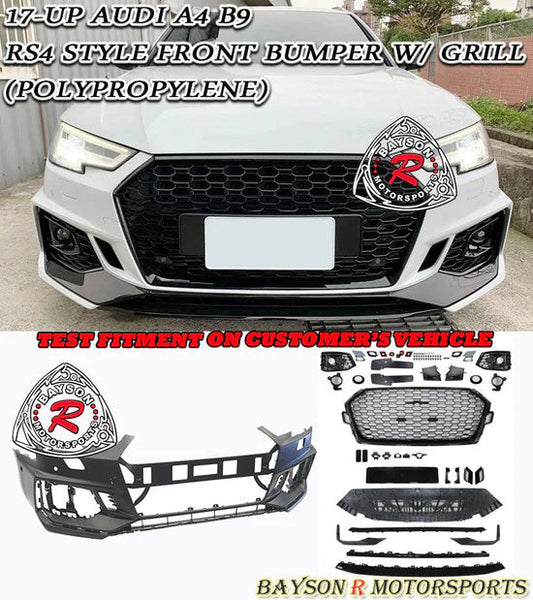 RS4-Style Front Bumper With Grille For 2017-2019 Audi A4 (B9)