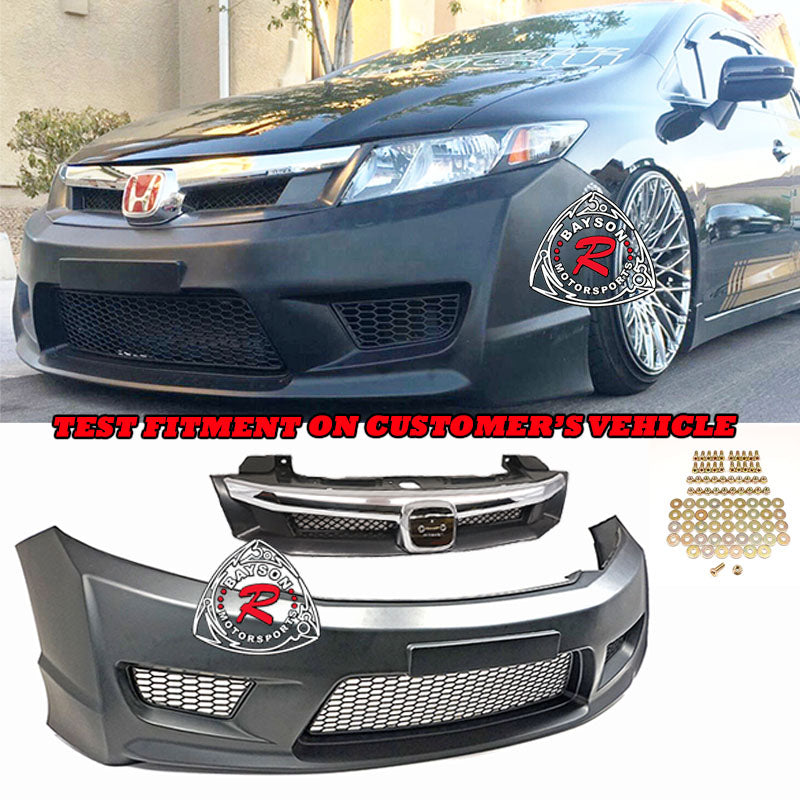 TR Style Front Bumper For 2012-2015 Honda Civic (4Dr Sedan)