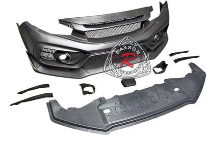 VR Style Front Bumper For 2016-2021 Honda Civic (Wont fit Type R FK8)