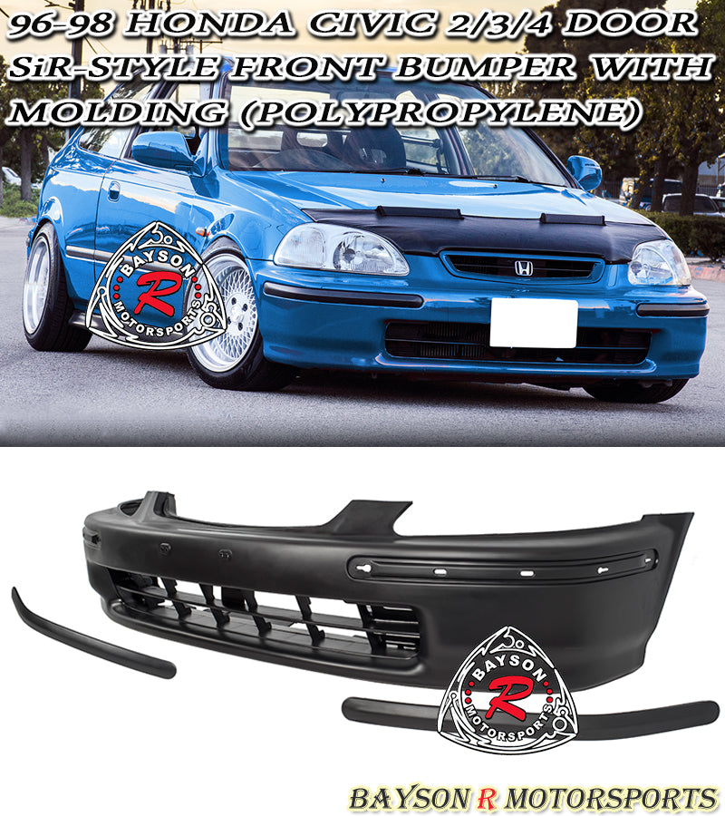 SiR-Style Front Bumper (Polypropylene) For 1996-1998 Honda Civic (2Dr Coupe/3Dr Hatchback/4Dr Sedan)