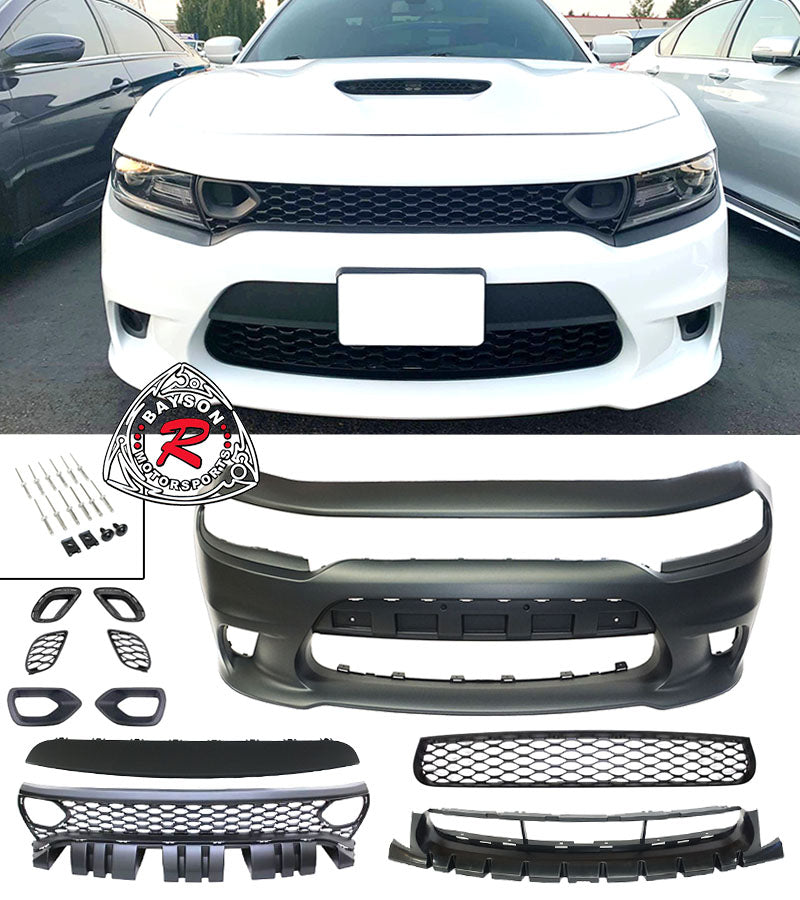 SRT8 Hellcat Style Front Bumper with Air Duct Grille For 2015-2022 Dodge Charger