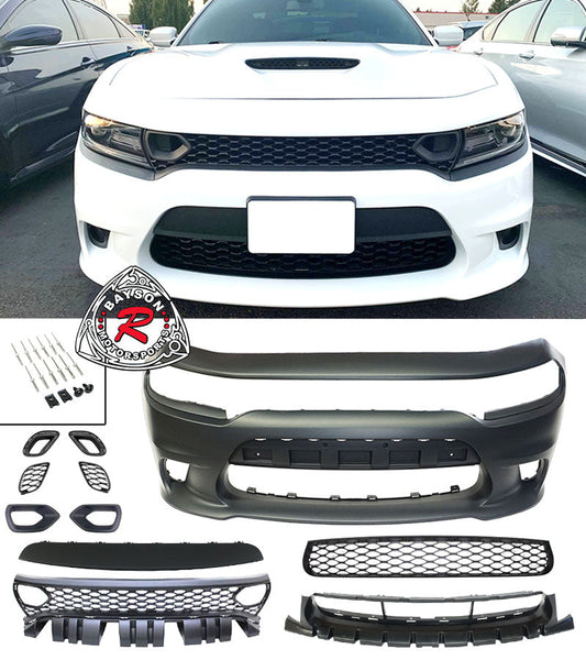 SRT8 Hellcat Style Front Bumper with Air Duct Grille For 2015-2022 Dodge Charger