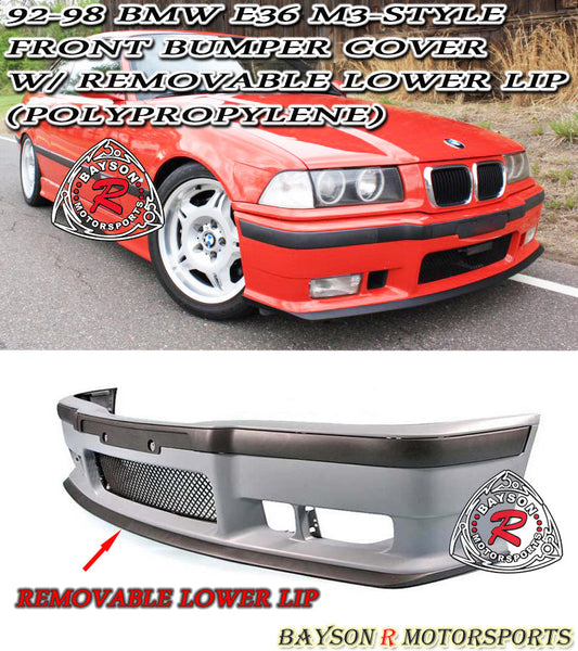 M3 Style Front Bumper With Removable Lower Lip For 1992-1999 BMW 3-Series (2Dr/4Dr, E36)