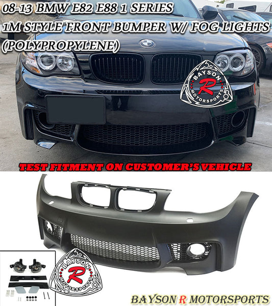 1M Style Front Bumper With Fog Lights For 2008-2013 BMW 1-Series (2Dr, E82/E88)