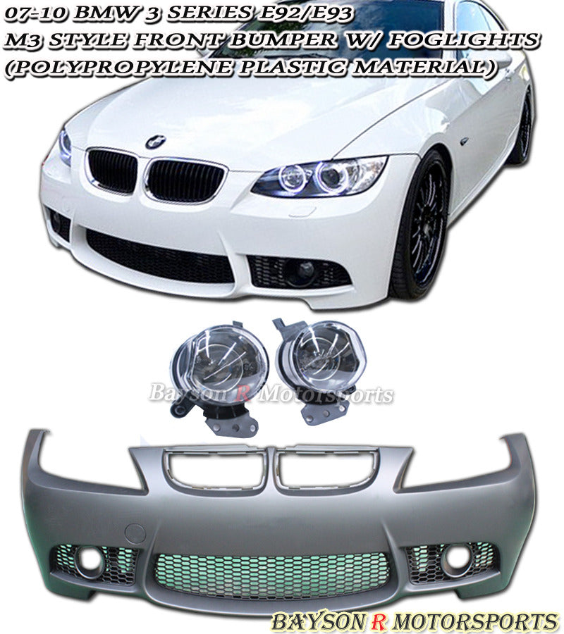 M3 Style Front Bumper with Fog Lights For 2007-2010 BMW 3-Series (2Dr, E92/E93)