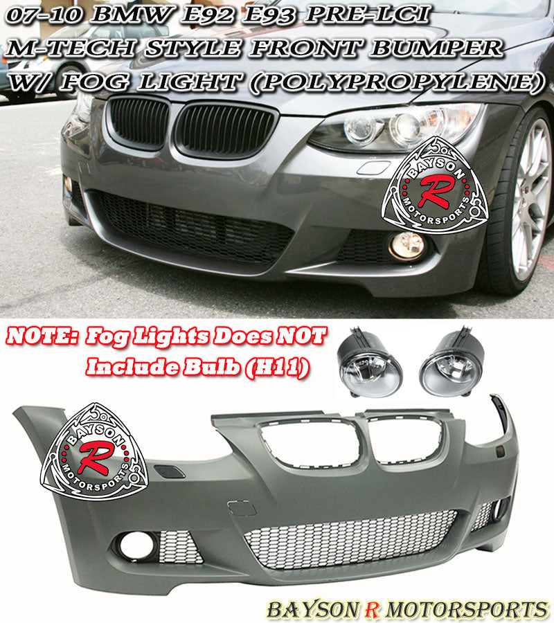M-Tech Style Front Bumper With Fog Lights For 2007-2010 BMW 3-Series (2Dr, E92/E93)