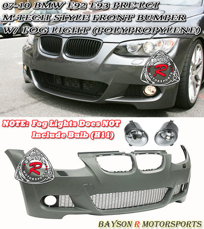 M-Tech Style Front Bumper With Fog Lights For 2007-2010 BMW 3-Series (2Dr, E92/E93)