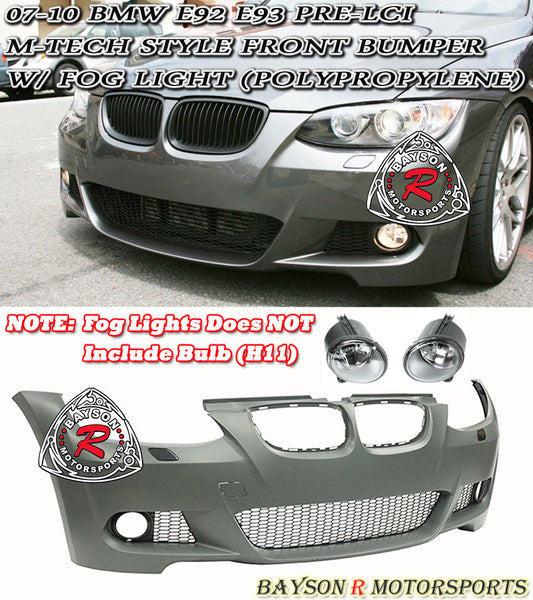 M-Tech Style Front Bumper With Fog Lights For 2007-2010 BMW 3-Series (2Dr, E92/E93)