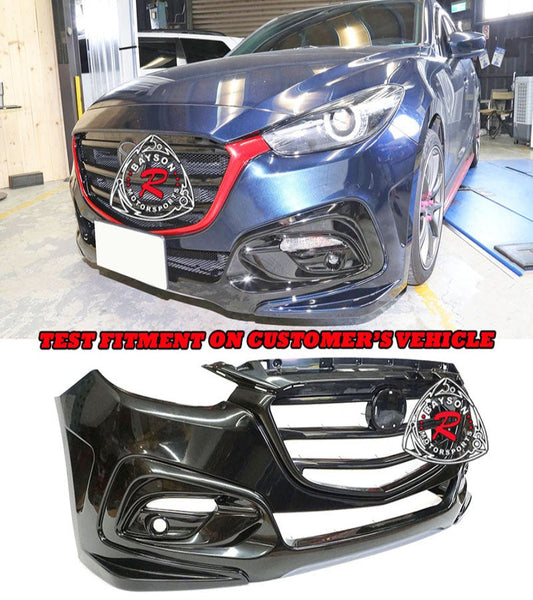 K Style Front Bumper For 2017-2018 Mazda-3 (4Dr/5Dr Hatchback)
