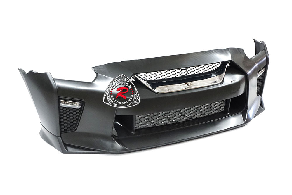 OE Style Front Bumper With DRL and Chrome Grille For 2009-2024 Nissan GTR (R35)
