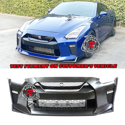 OE Style Front Bumper With DRL and Chrome Grille For 2009-2024 Nissan GTR (R35)