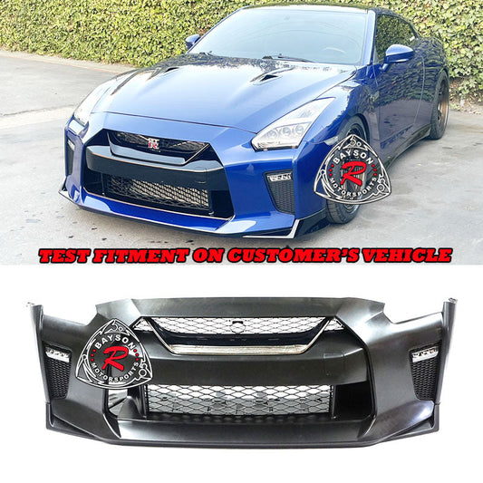 OE Style Front Bumper With DRL and Chrome Grille For 2009-2024 Nissan GTR (R35)