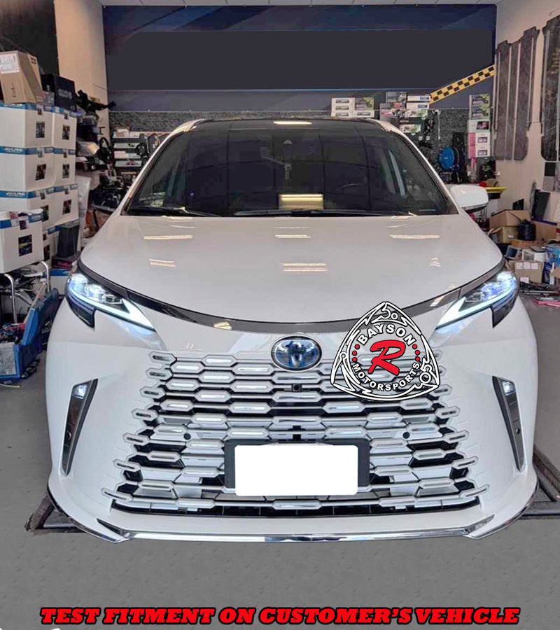 LM Style Front Bumper (Pearl White Grille) PP For 2021-2025 Toyota Sienna