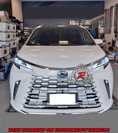 LM Style Front Bumper (Pearl White Grille) PP For 2021-2025 Toyota Sienna