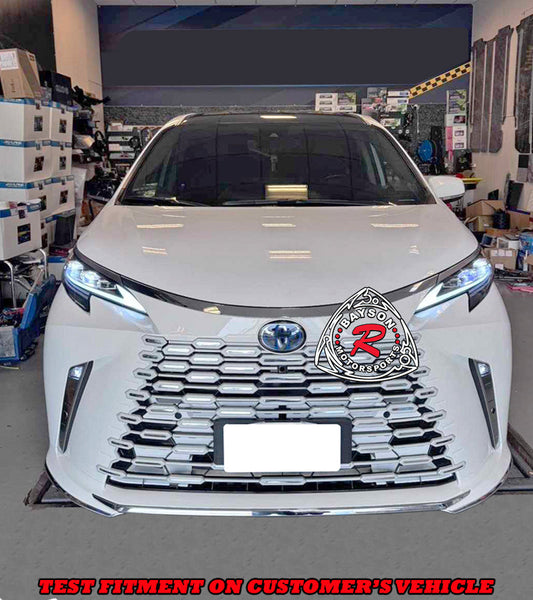 LM Style Front Bumper (Pearl White Grille) PP For 2021-2025 Toyota Sienna