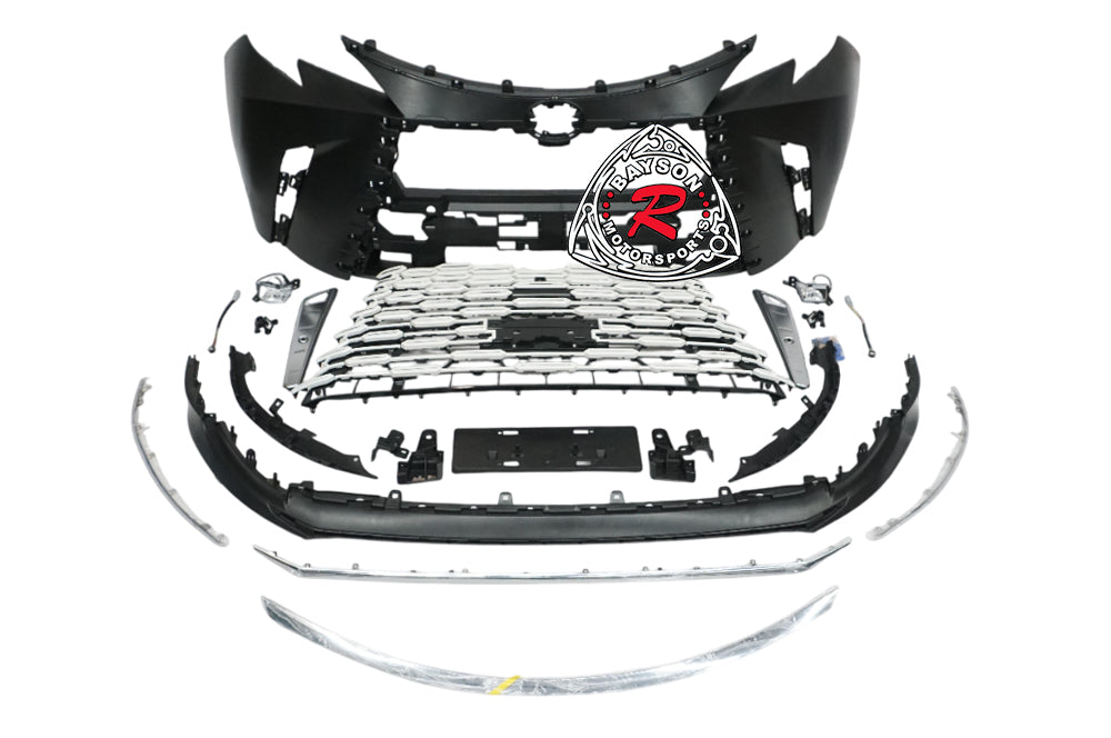 LM Style Front Bumper (Pearl White Grille) PP For 2021-2025 Toyota Sienna