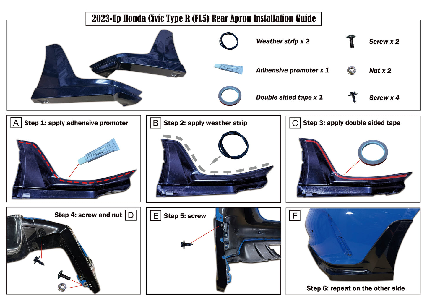 MU Style Rear Lip For 2023-2025 Honda Civic Type R (FL5)