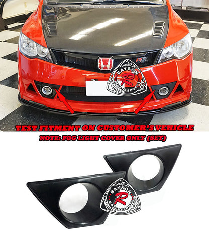 Fog Light Covers For 2006-2011 Honda Civic (JDM Spec 4Dr Sedan,  Only works with MU RR Style Front Bumper)