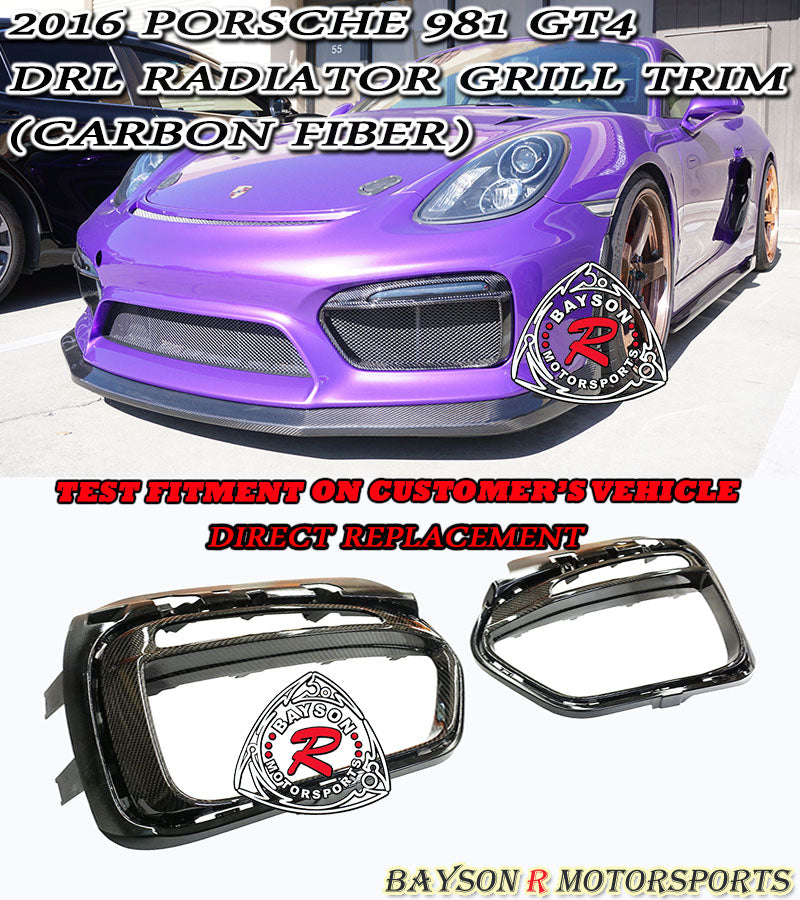DRL Radiator Grille Trim (Carbon Fiber) For 2016 Porsche Cayman GT4 / Boxster Spyder (981)