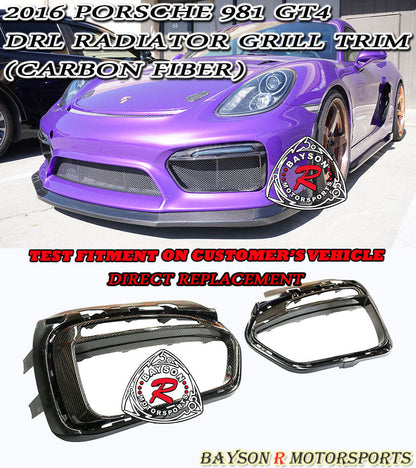 DRL Radiator Grille Trim (Carbon Fiber) For 2016 Porsche Cayman GT4 / Boxster Spyder (981)