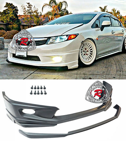 MU Style Front Lip w/ Carbon Look Insert For 2012 Honda Civic (4Dr Sedan)