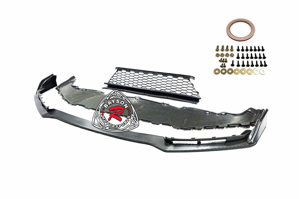 TR Style Front Lip (Carbon Look) w/ Lower Grille For 2017-2021 Honda Civic Si (2Dr/4Dr)/Civic Hatchback