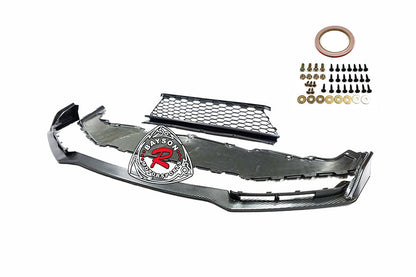 TR Style Front Lip (Carbon Look) w/ Lower Grille For 2017-2021 Honda Civic Si (2Dr/4Dr)/Civic Hatchback