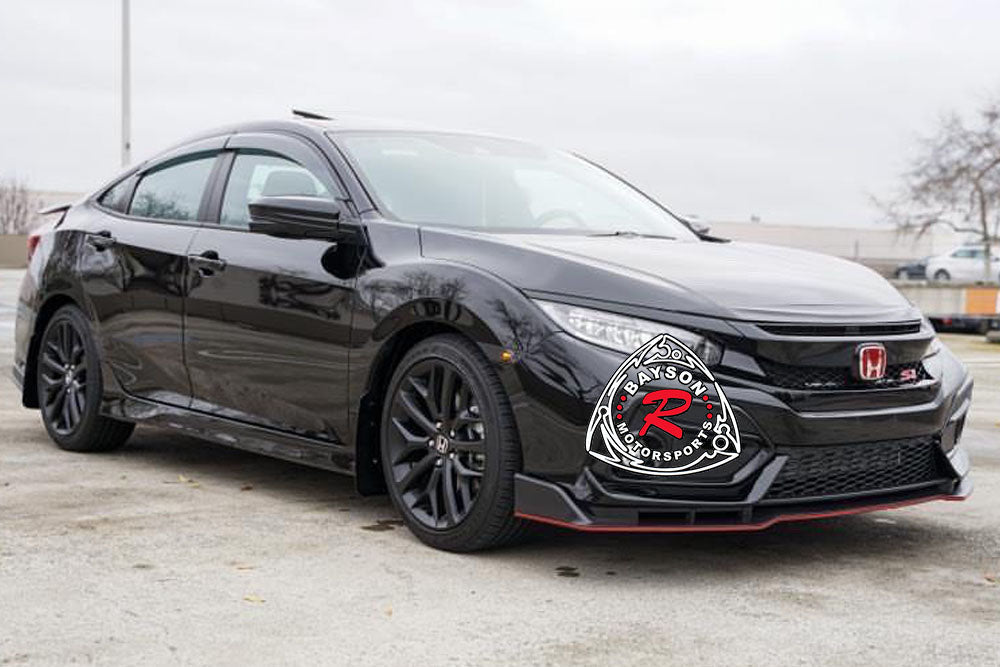 TR Style Front Lip (Matte Carbon Look) w/ Lower Grille For 2017-2021 Honda Civic Si (2Dr/4Dr)/Civic Hatchback