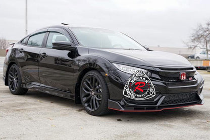 TR Style Front Lip (Matte Carbon Look) w/ Lower Grille For 2017-2021 Honda Civic Si (2Dr/4Dr)/Civic Hatchback