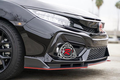 TR Style Front Lip (Matte Carbon Look) w/ Lower Grille For 2017-2021 Honda Civic Si (2Dr/4Dr)/Civic Hatchback