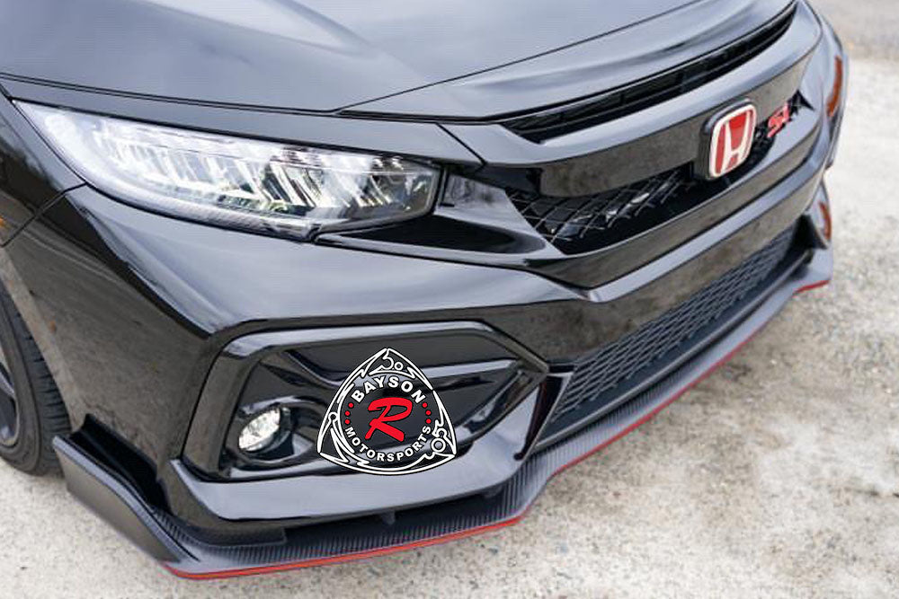 TR Style Front Lip (Matte Carbon Look) w/ Lower Grille For 2017-2021 Honda Civic Si (2Dr/4Dr)/Civic Hatchback
