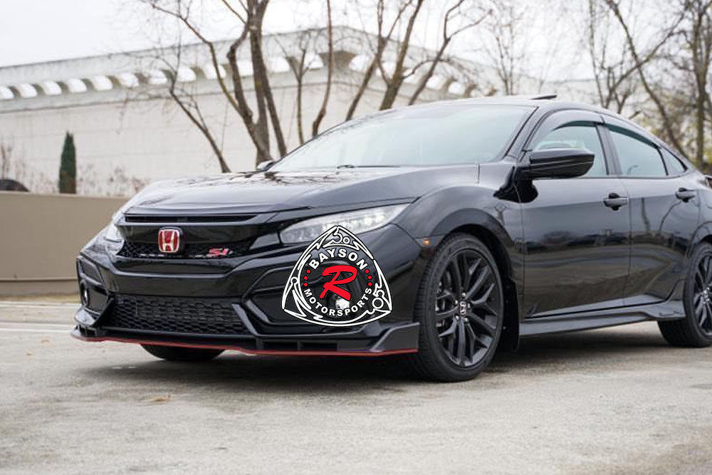 TR Style Front Lip (Matte Carbon Look) w/ Lower Grille For 2017-2021 Honda Civic Si (2Dr/4Dr)/Civic Hatchback