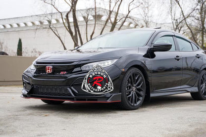 TR Style Front Lip (Matte Carbon Look) w/ Lower Grille For 2017-2021 Honda Civic Si (2Dr/4Dr)/Civic Hatchback