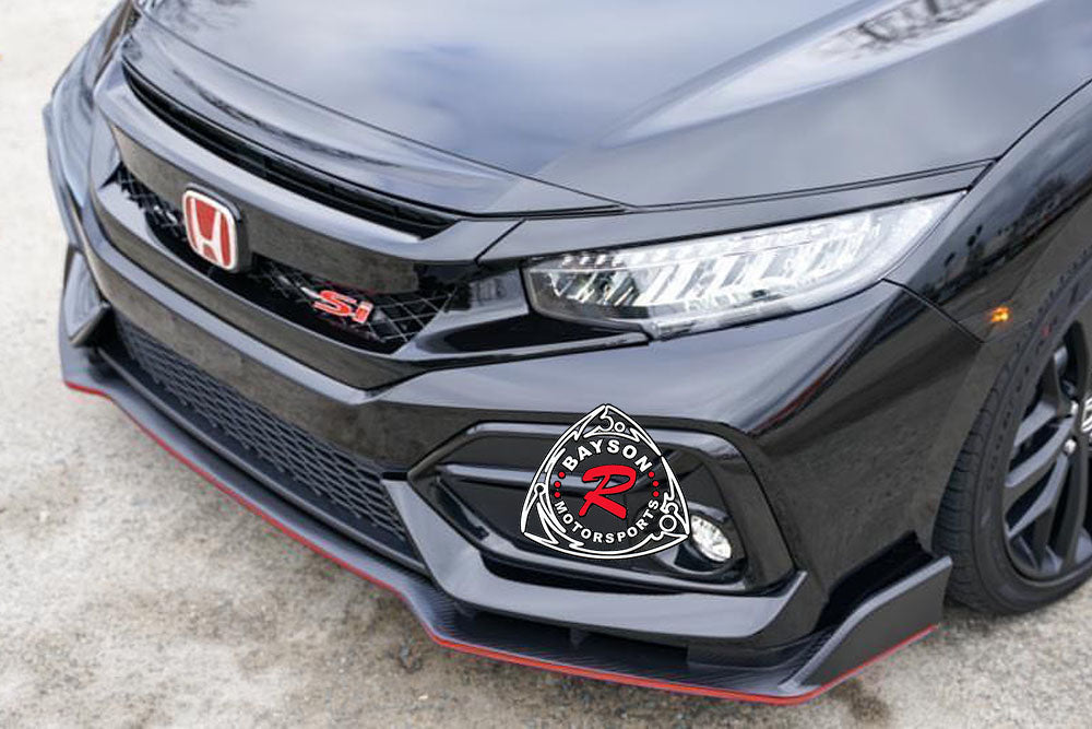 TR Style Front Lip (Matte Carbon Look) w/ Lower Grille For 2017-2021 Honda Civic Si (2Dr/4Dr)/Civic Hatchback