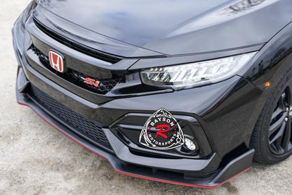 TR Style Front Lip (Matte Carbon Look) w/ Lower Grille For 2017-2021 Honda Civic Si (2Dr/4Dr)/Civic Hatchback