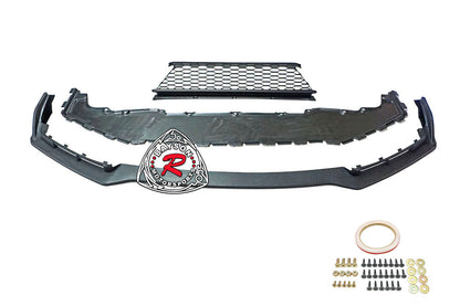 TR Style Front Lip (Matte Carbon Look) w/ Lower Grille For 2017-2021 Honda Civic Si (2Dr/4Dr)/Civic Hatchback