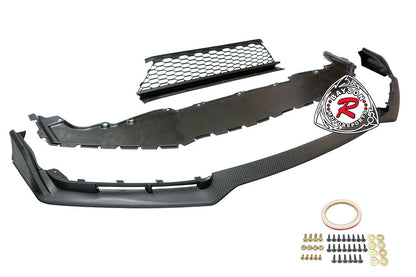 TR Style Front Lip (Matte Carbon Look) w/ Lower Grille For 2017-2021 Honda Civic Si (2Dr/4Dr)/Civic Hatchback