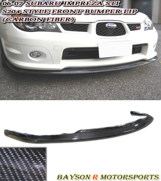 S204 Style Front Lip (Carbon Fiber) For 2006-2007 Subaru Impreza WRX Sti