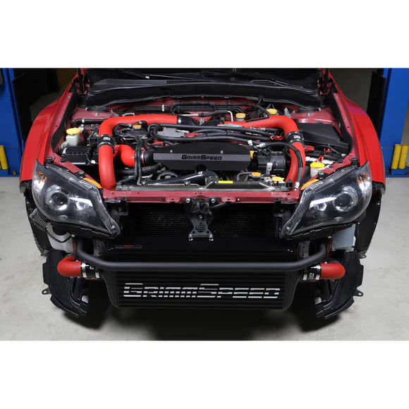 Grimmspeed Front Mount Intercooler Kit Black Coated Red Piping For Subaru 08-14 STI