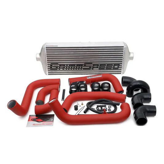 Grimmspeed Front Mount Intercooler Kit Inc. Red Piping For Subaru 08-14 STI
