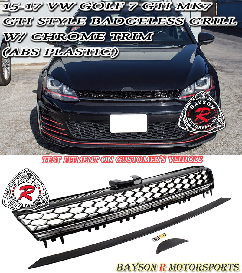 GTI Style Front Grille (Chrome) For 2015-2017 VW Golf 7 (MK7)
