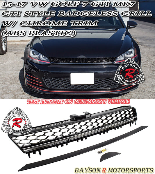 GTI Style Front Grille (Chrome) For 2015-2017 VW Golf 7 (MK7)